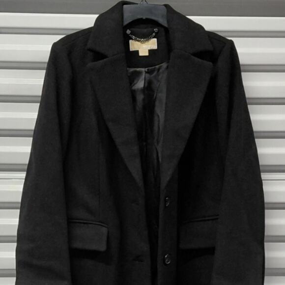 Michael Kors Womens Coat Size PL Black Wool Blend Long Button Front Luxury NWT - Picture 5 of 10